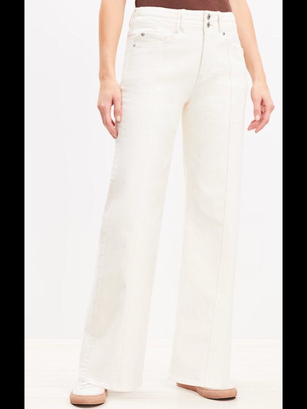 LOFT Seamed Wide Leg Jeans in Ivory, size 4/27